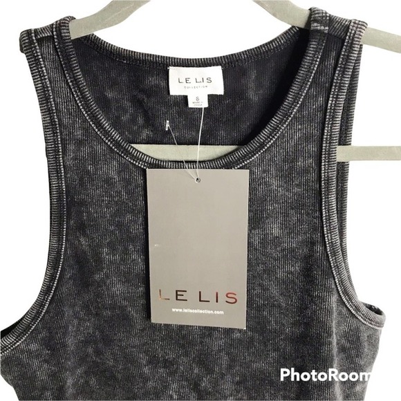 Le Lis burnout style charcoal grey ribbed Bodycon mini dress size S NWT - Picture 3 of 3